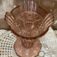 Art Deco Pink Glass Vase with Flower Frog – 21cm