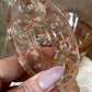 Art Deco Pink Glass Vase with Flower Frog – 21cm