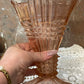 Art Deco Pink Glass Vase with Flower Frog – 21cm