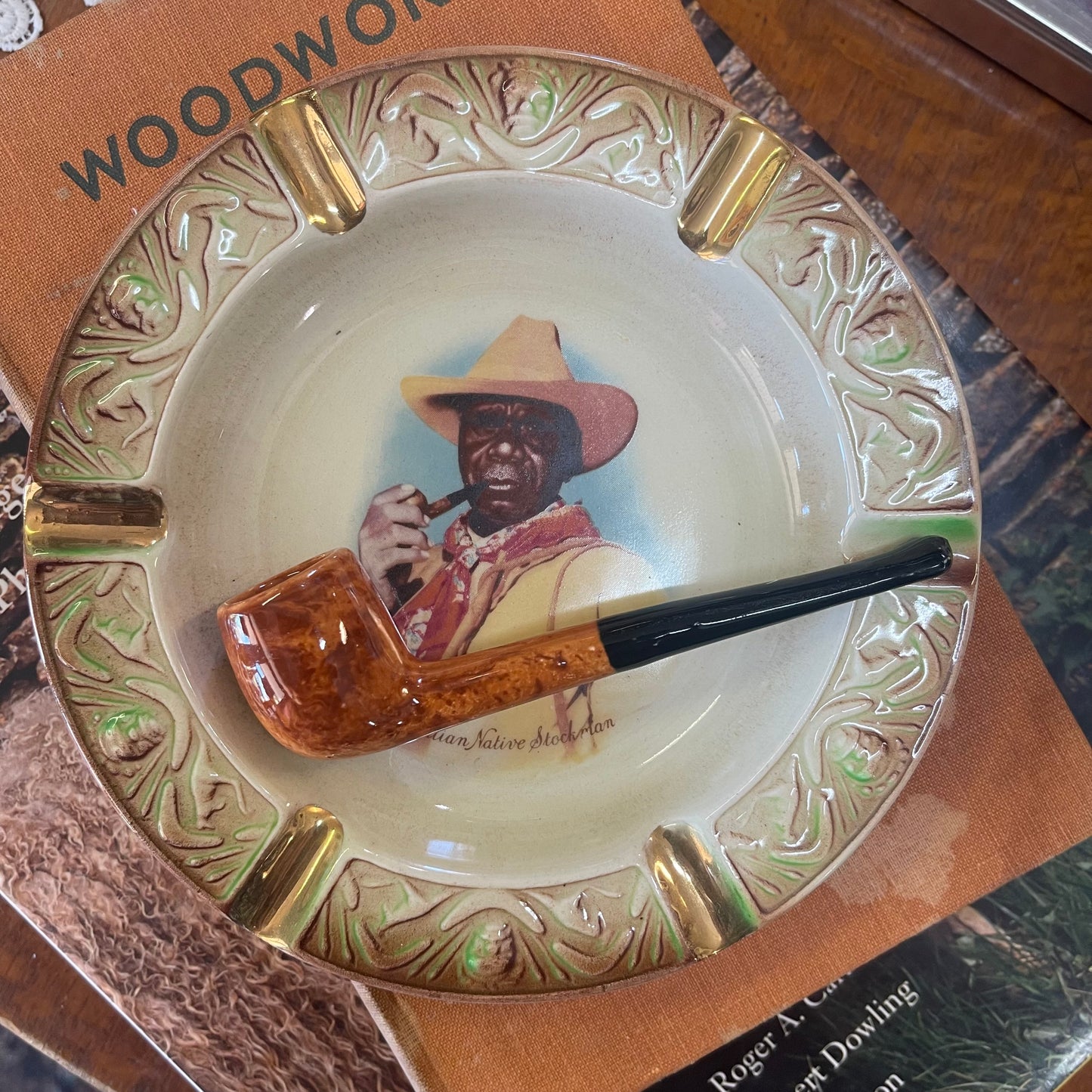 Vintage 1950s Australian Aboriginal Stockman Wembley Ware Pipe Ashtray