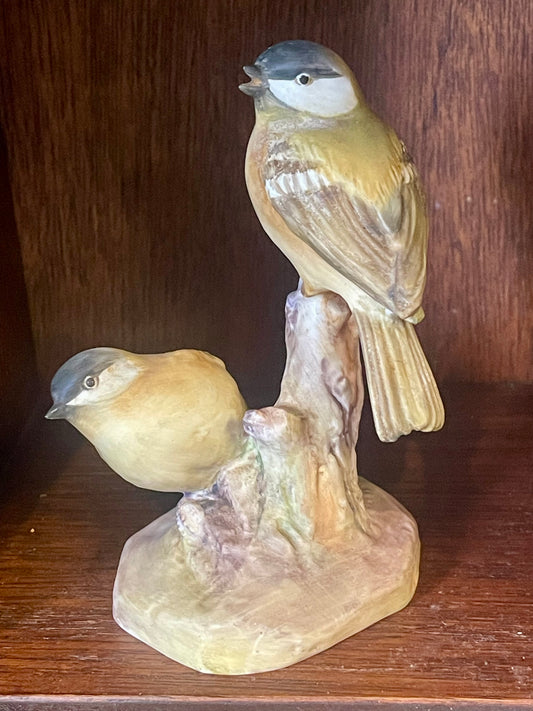 Royal Worcester Hand Painted Bone China Pair of Coal Tits Figurine - 3376