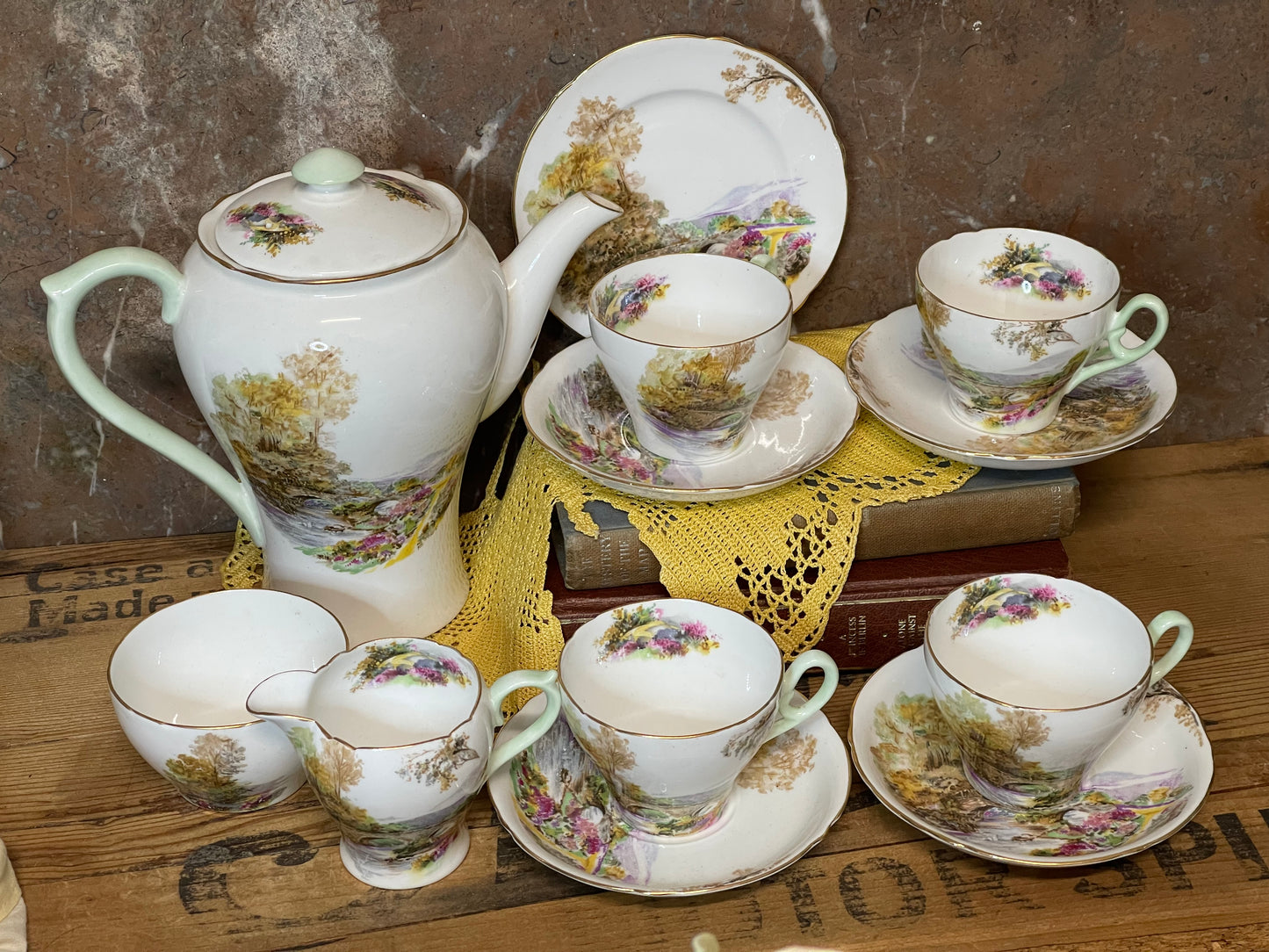 Shelley Fine Bone China Tea Set – “Heather” Landscape Series