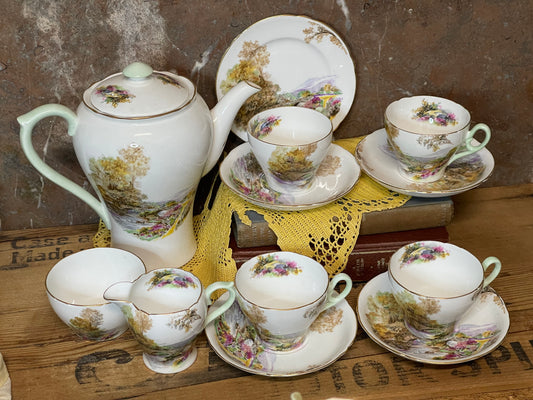 Shelley Fine Bone China Tea Set – “Heather” Landscape Series