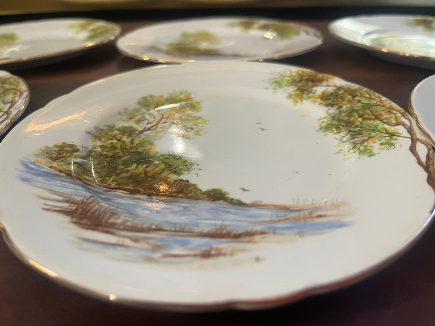 Shelley Fine Bone China – Set of 6 Side Plates, “Old Mill” Landscape Series