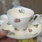 Shelley Fine Bone China Tea Set – Dainty Shape, Floral Sprays with Blue Trim