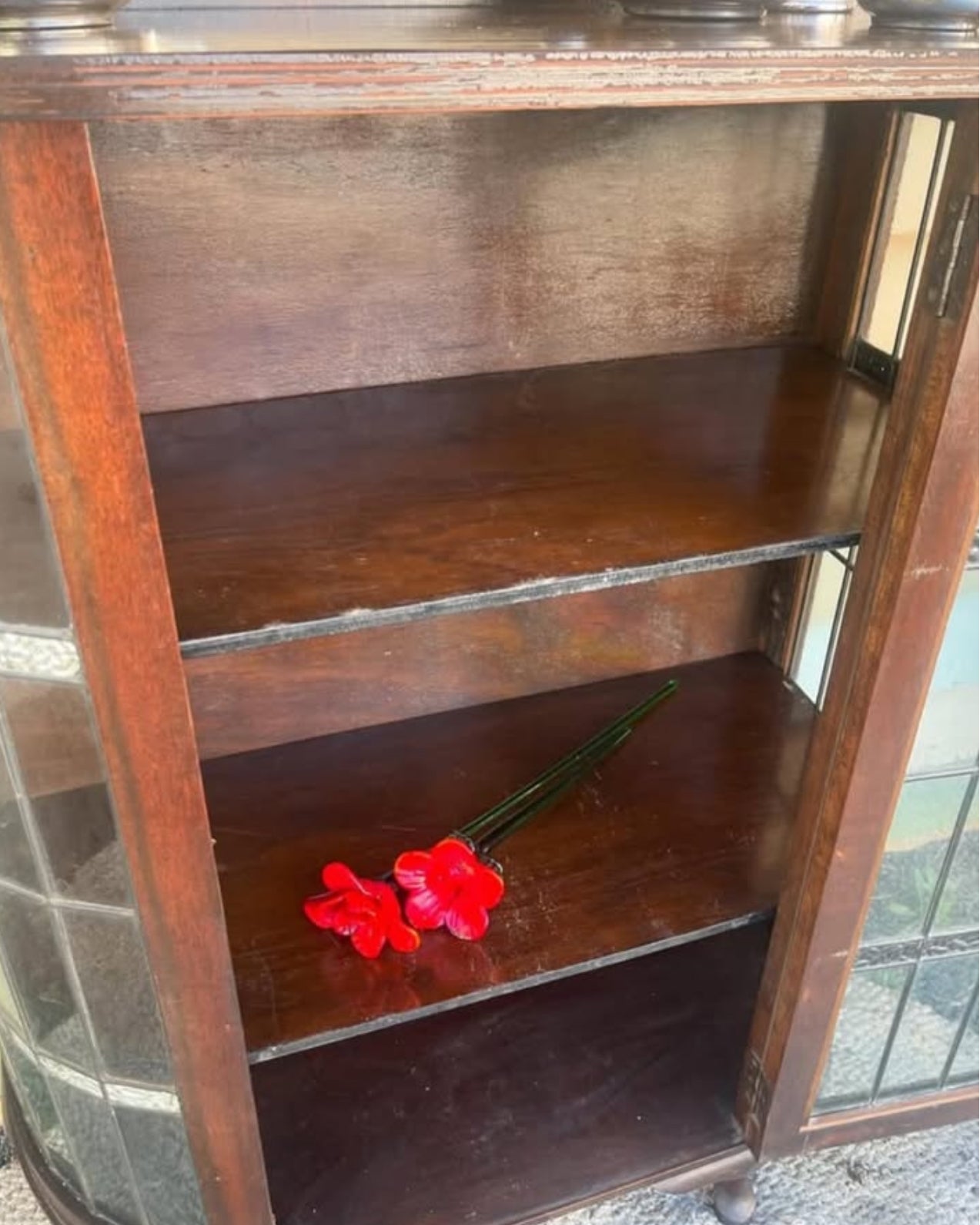 Art Deco timber display cabinet with Leadlight