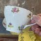 Shelley Fine Bone China Cup & Saucer – Dainty Shape, Floral Sprays with Blue Trim