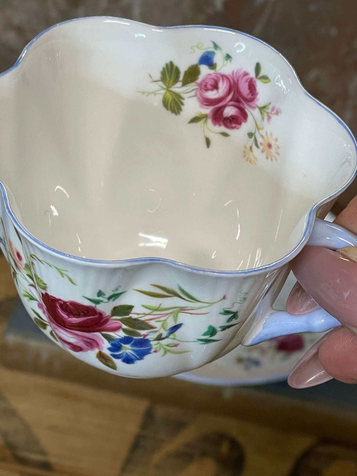Shelley Fine Bone China Teacup & Saucer – Floral Design