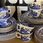 Vintage Burleigh Ware “Willow” Tea Set – Service for 6 (England, Blue & White with Gilt)