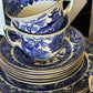 Vintage Burleigh Ware “Willow” Tea Set – Service for 6 (England, Blue & White with Gilt)
