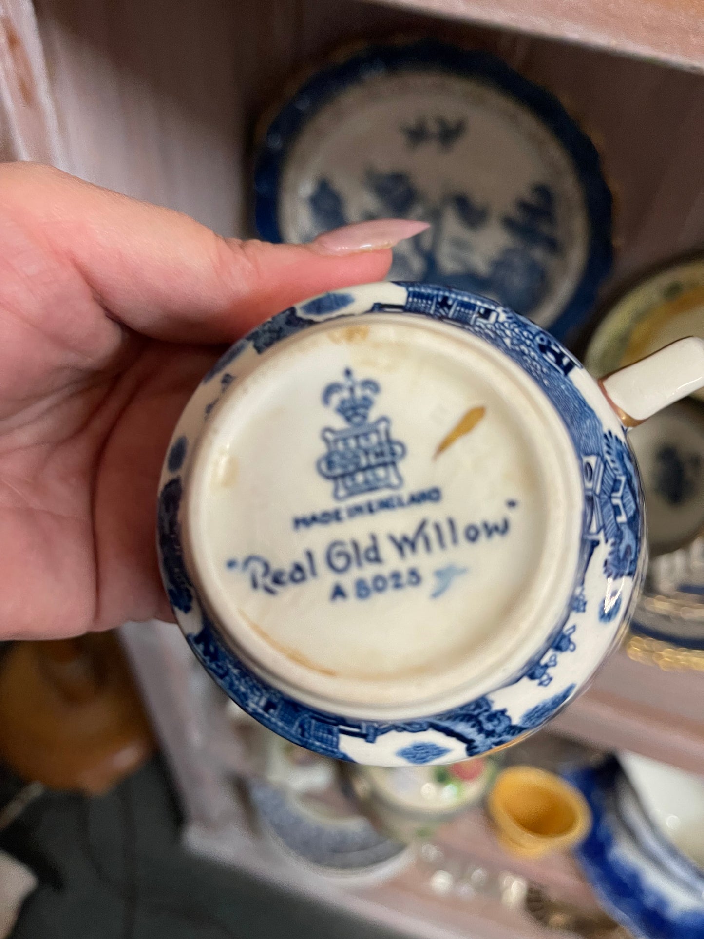 Vintage Burleigh Ware “Willow” Tea Set – Service for 6 (England, Blue & White with Gilt)