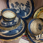 Vintage Burleigh Ware “Willow” Tea Set – Service for 6 (England, Blue & White with Gilt)