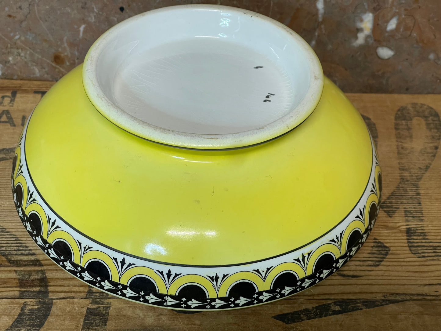Art Deco Yellow Ceramic Bowl with Sterling Silver Rim – c.1930s
