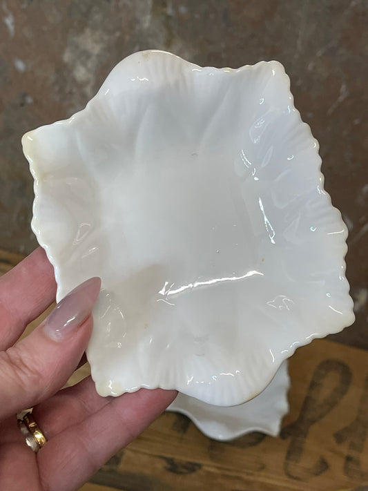 Pair of Shelley Fine Bone China Dishes – White Fluted Edge, c.1940s