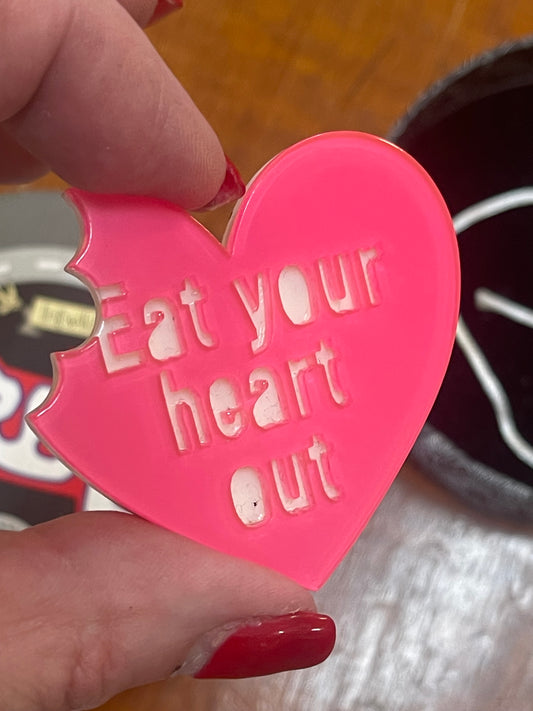 Eat Your Heart Out Grease Brooch by Erstwilder and Sally Land (2017)