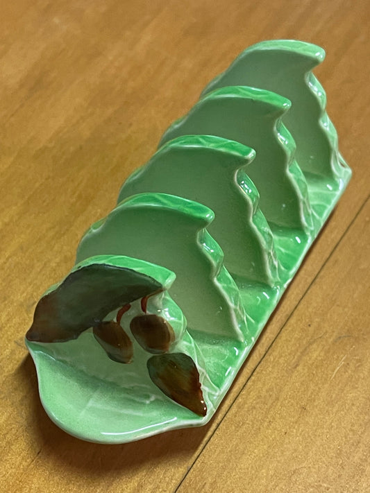 Carlton Ware Australian Design Green Leaf Toast Rack with Gum Nuts