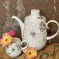 Santa Clara Ironstone Teapot & Cream Jug – Spain, Mid-Century Floral