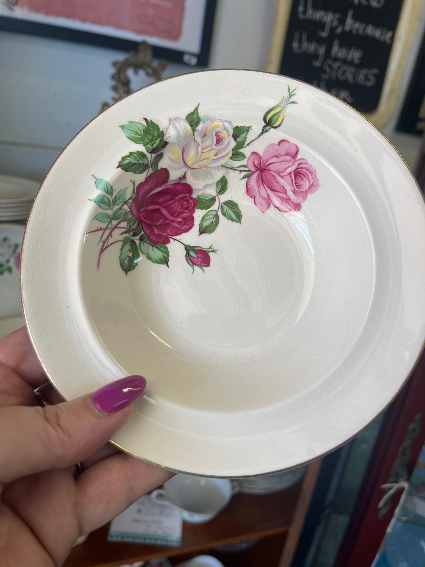 Swinnertons Staffordshire Roselyn luncheon set with plates and bowls