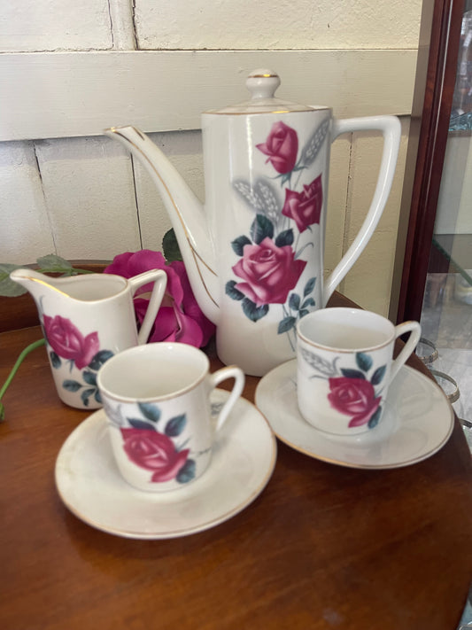 1950s Japanese Coffee set for two with roses