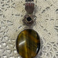 Vintage Tiger’s Eye & 925 Silver Pendant with Floral Detail – 6 cm