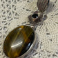 Vintage Tiger’s Eye & 925 Silver Pendant with Floral Detail – 6 cm