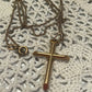 Italian 375 Gold Cross Pendant with Chain (40 cm)