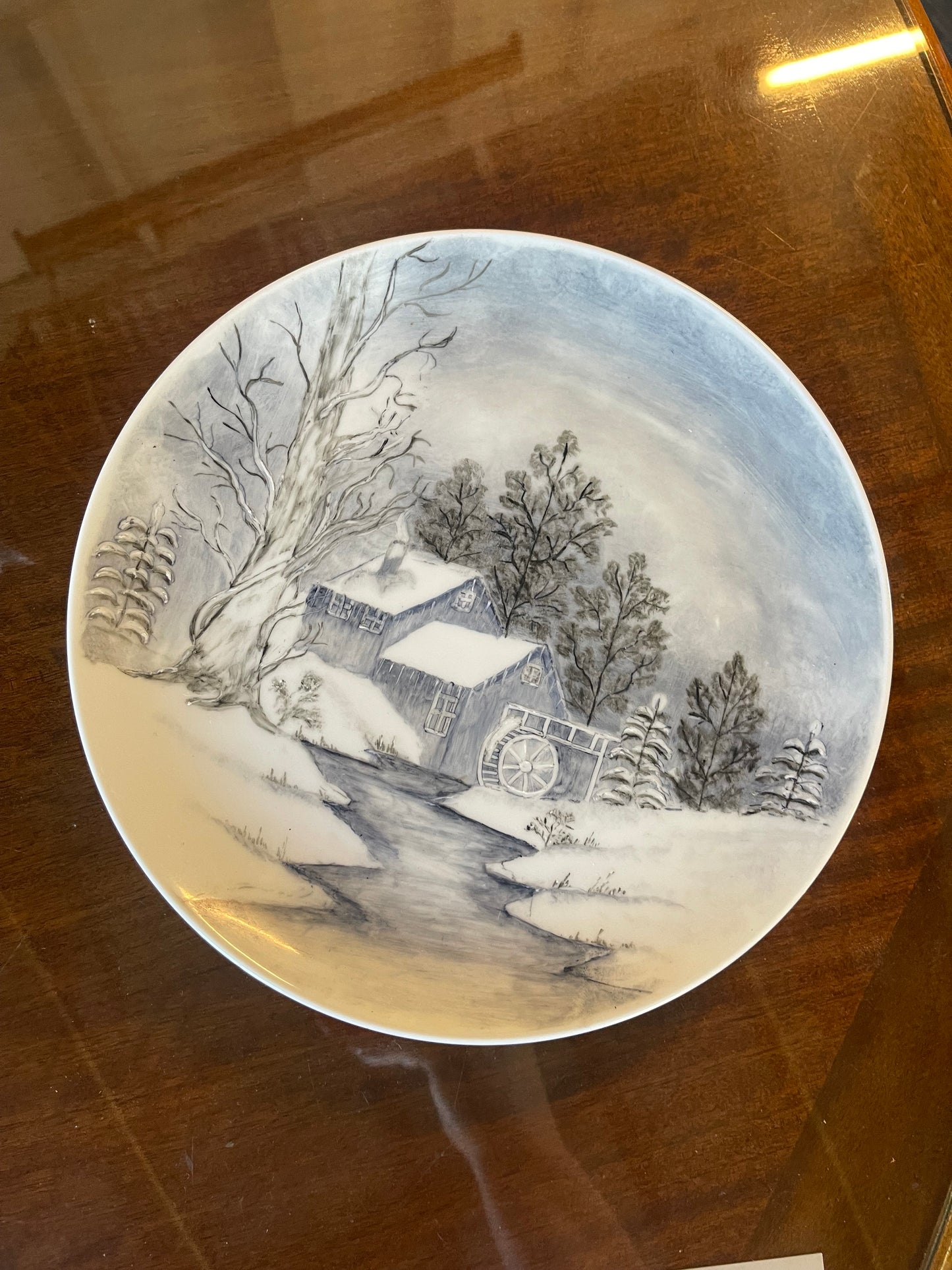 Hand-Painted Winter Scene Plate – Fürstenberg Porcelain, West Germany (c. 1960s–70s)