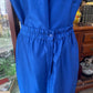 Vintage 80s Blue Shantung 3 piece skirt suit with jacket Discovery Gold Size 16