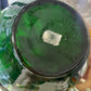 Vintage Green Glass Jug with Amber Handle – Hand-Blown Mid-Century Decanter (c.1950s–60s)