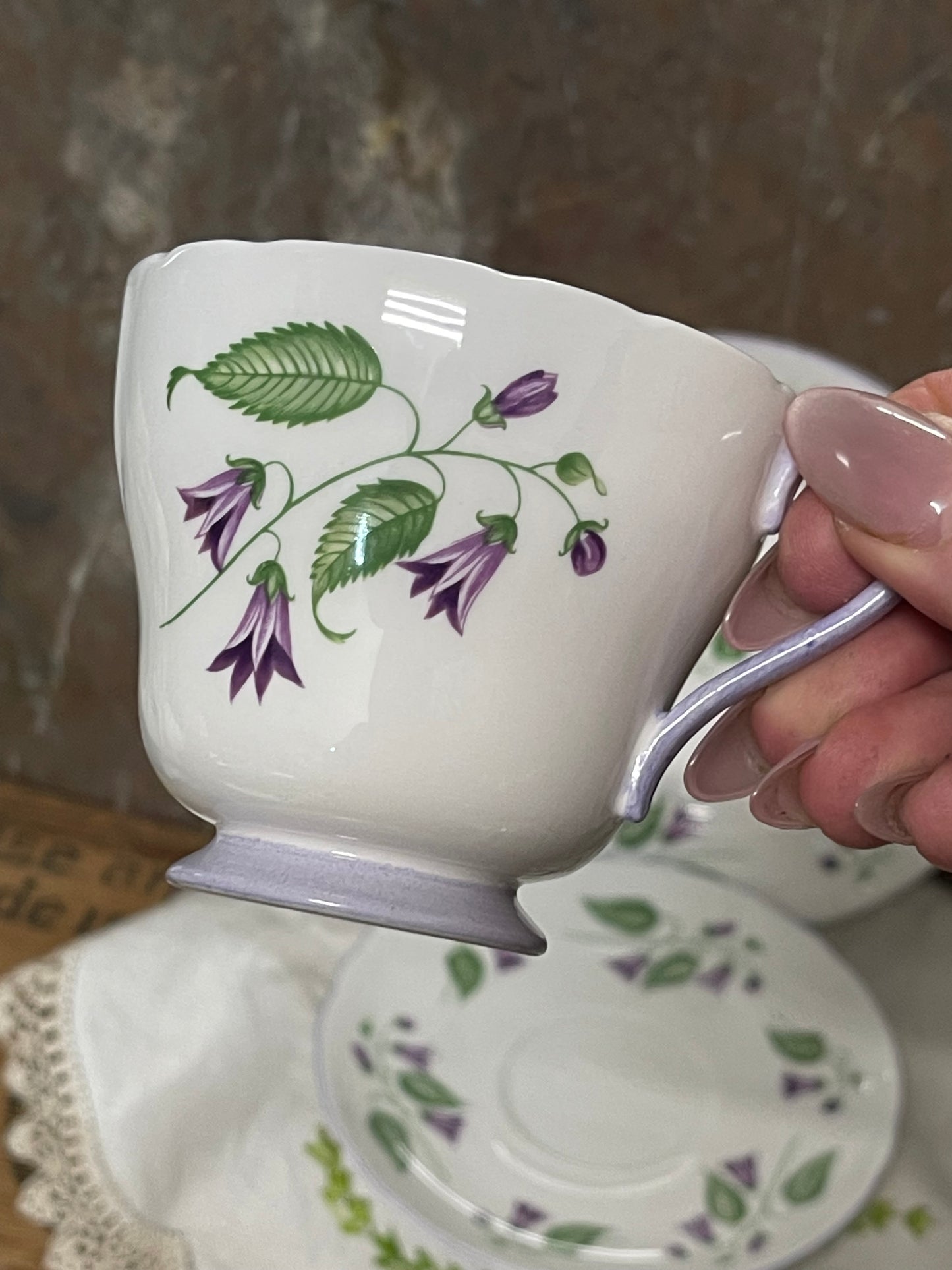 Shelley Fine Bone China Trio – “Campanula” Pattern (13886)