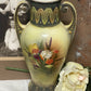 Antique Art Nouveau Hand-Painted Iris Vase with Twin Handles – c.1900s