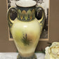 Antique Art Nouveau Hand-Painted Iris Vase with Twin Handles – c.1900s