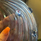 Vintage Blue Clear Art Glass Decorative Three footed  Bowl