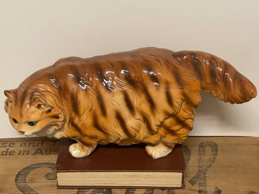 Vintage Ceramic Ginger Cat Figurine – 33 cm Long