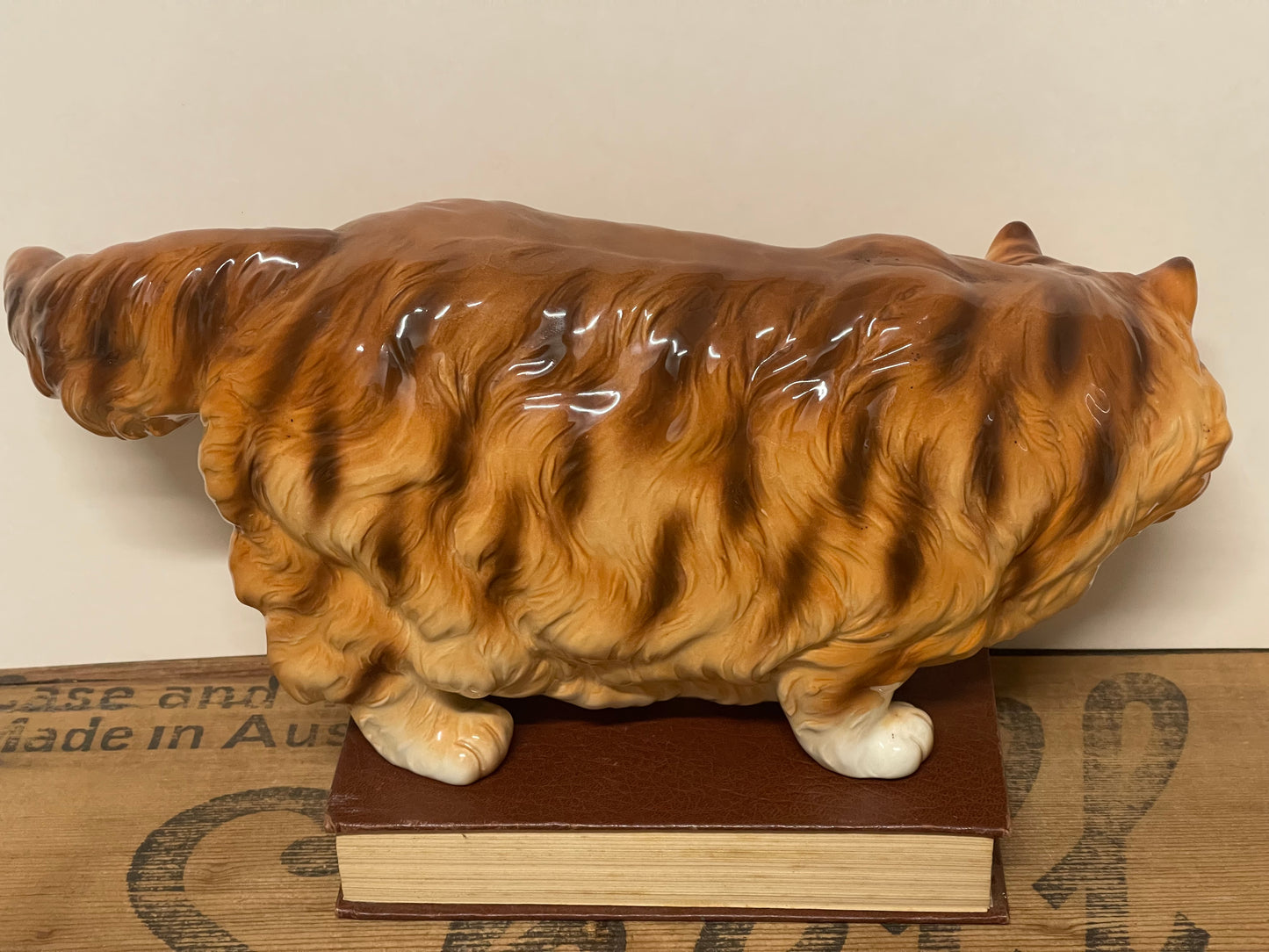 Vintage Ceramic Ginger Cat Figurine – 33 cm Long