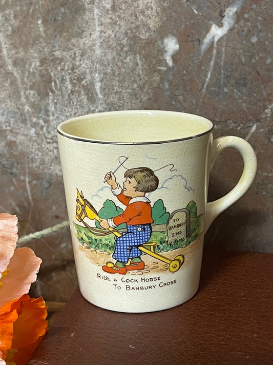 Vintage Bovey Pottery Nursery Mug – Banbury Cross & Puss in Boots