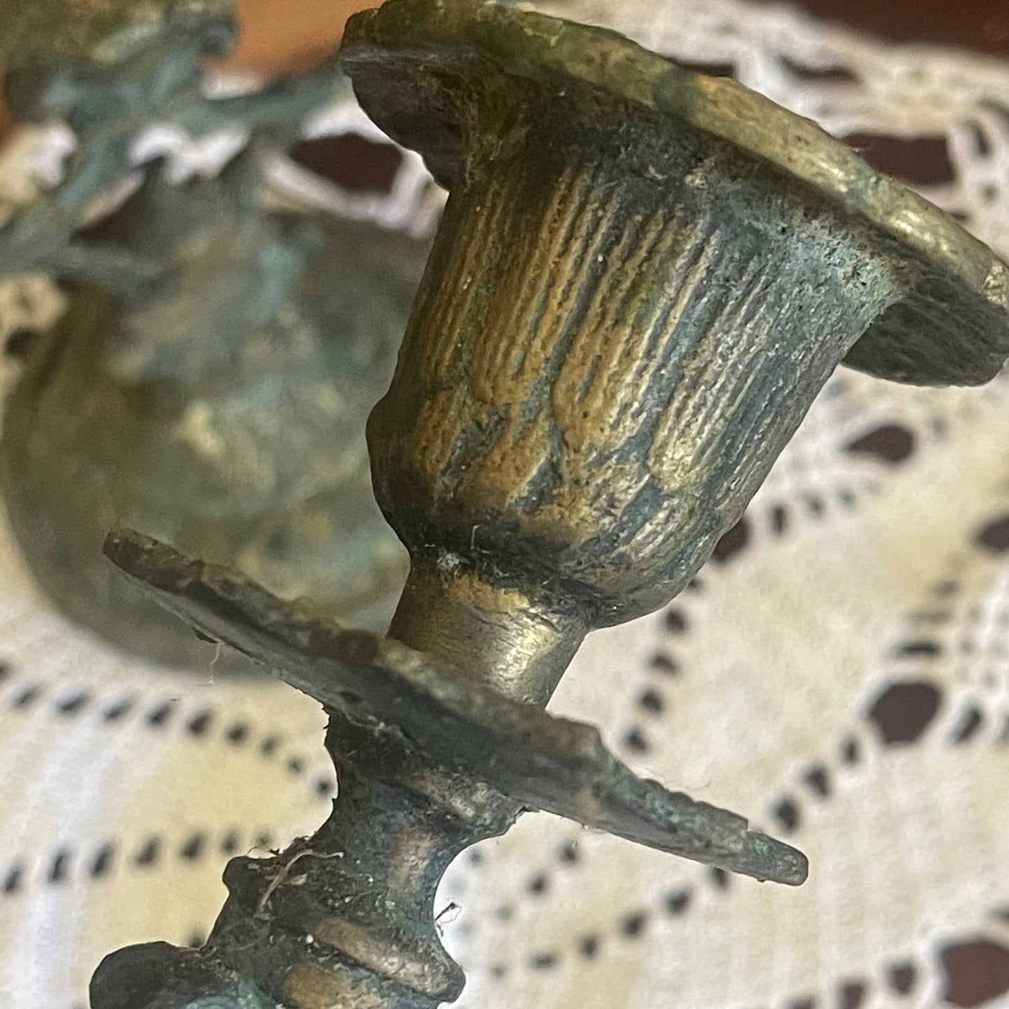 Antique Brass Candlesticks (Pair) – Original Patina, c.1900