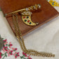Vintage Jeweled Scimitar Sword Brooch with Chain