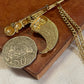 Vintage Jeweled Scimitar Sword Brooch with Chain