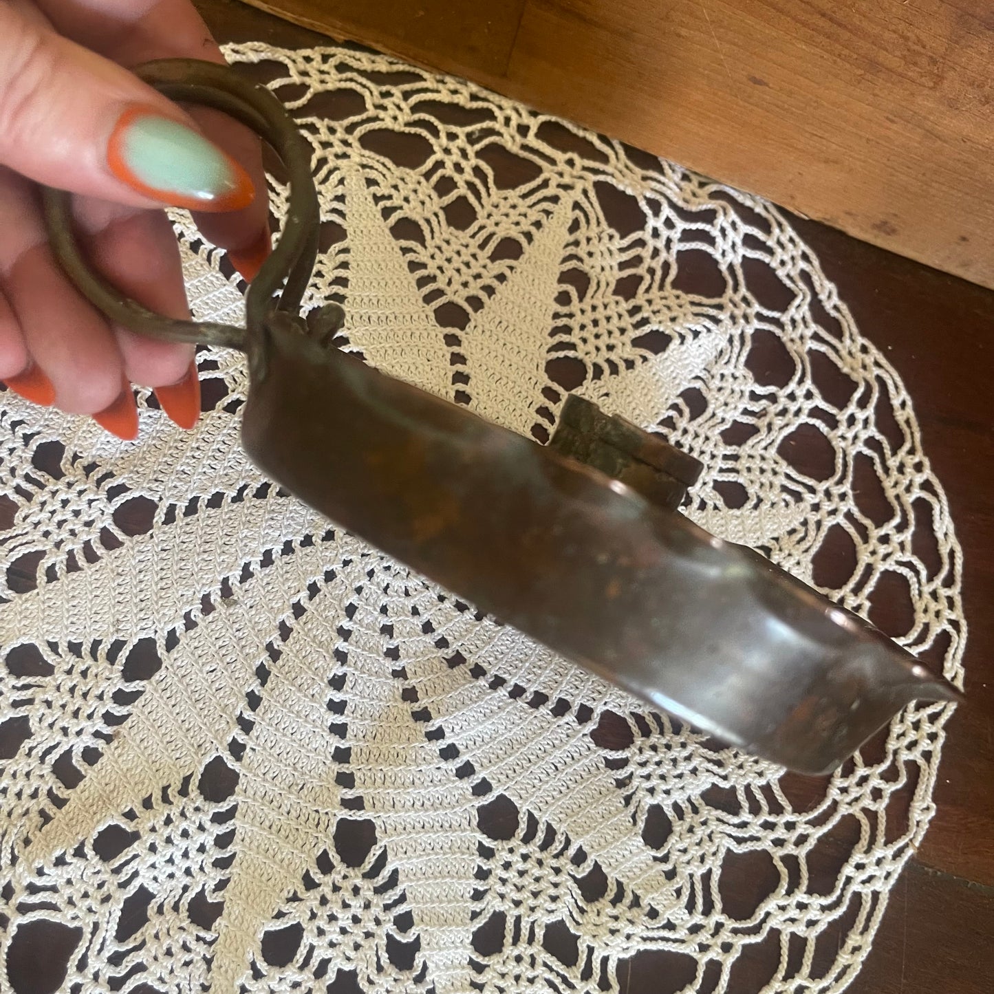 Antique Copper Chamberstick with Handle – Early 1800s