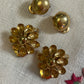 Two Pair of Vintage Clip-On Earrings – Gold-Tone Flower & Classic Dome Style (Relier)