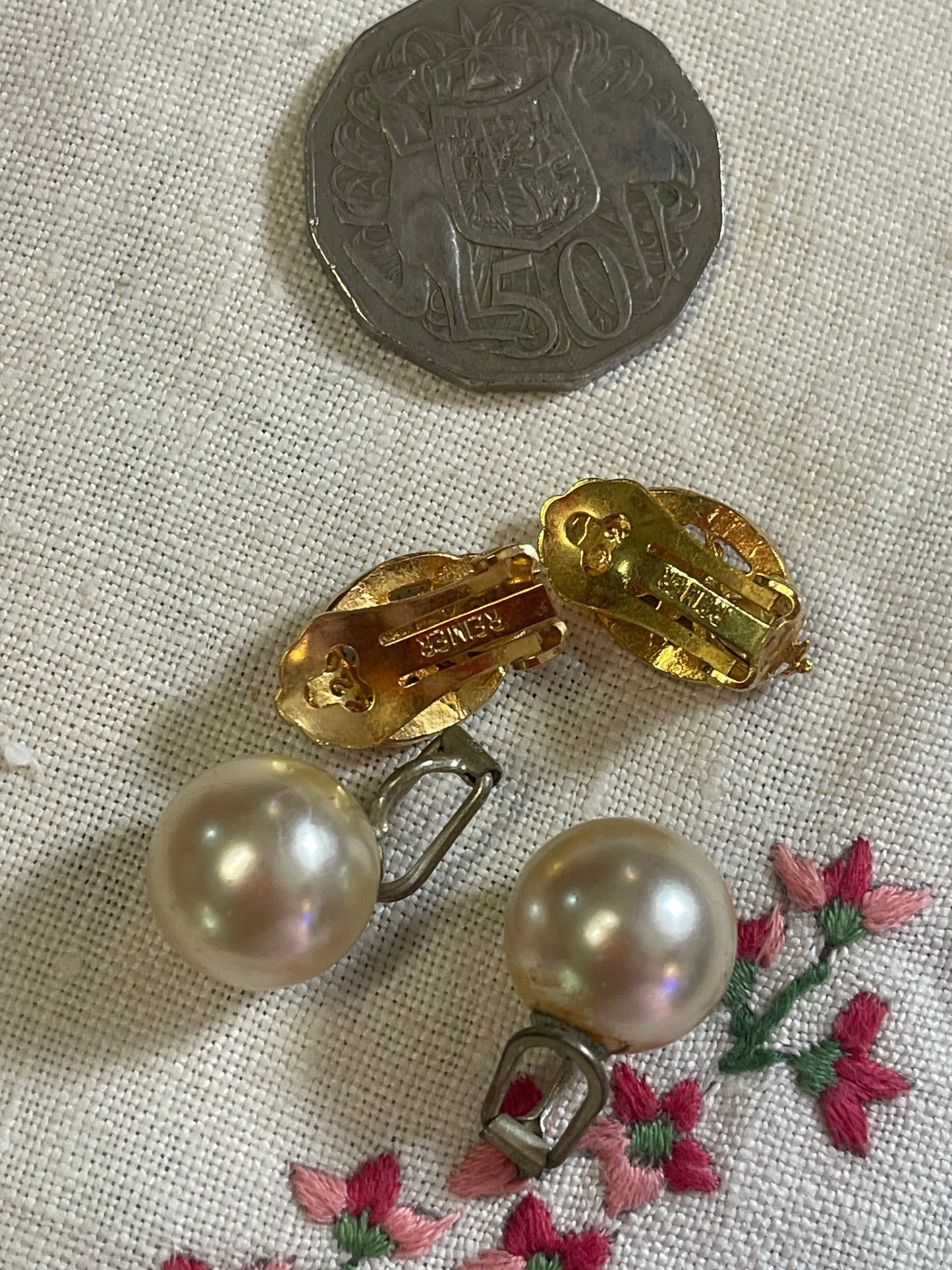 Two Pair of Vintage Clip-On Earrings – Faux Pearl & Sarah Coventry Style