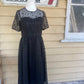 Vintage 1980s does 50s black flocked chiffon cocktail dress size 10 90cm Bust