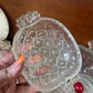 Vintage Italian glass B and B Fruit Salad Bowls, large bowl with six small bowls, Pineapple design