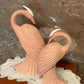 Vintage 1980s Deco Revival Ceramic Crane Pair – Pink Speckled