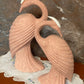 Vintage 1980s Deco Revival Ceramic Crane Pair – Pink Speckled