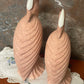 Vintage 1980s Deco Revival Ceramic Crane Pair – Pink Speckled
