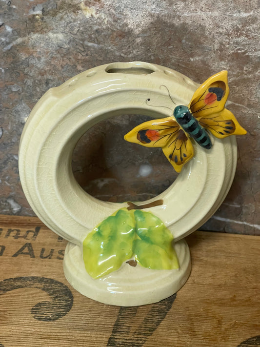 Vintage Butterfly Posy Vase – Hand-Painted – 16cm
