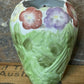Vintage posy vase with cut-out rim and hand-painted flowers.