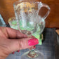Antique Victorian clear Glass decanter with two glasses